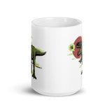 T-Rex with Sword White glossy mug