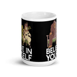 Believe in Yourself (Bigfoot, Alien, Unicorn) White glossy mug