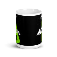 Abducting Bigfoot 4 White glossy mug