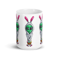 Alien Easter Bunny White glossy mug