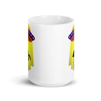 Flamingo Abduction White glossy mug