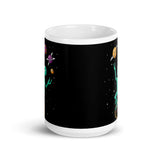 Alien Juggle White glossy mug