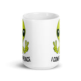 I Come in Peace Alien White glossy mug