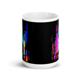 UFO T-rex White glossy mug