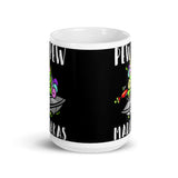 Pew Pew (UFO Unicorn) White glossy mug