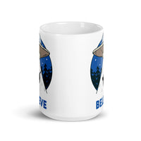 Believe (Cat UFO) White glossy mug