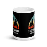 Bigfoot Hide & Seek World Champion White glossy mug