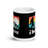 I Believe Bigfoot White glossy mug