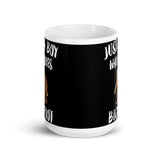 Boy Who Loves Bigfoot White glossy mug