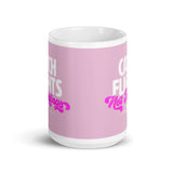 Catch Flights Not Feelings 28 White glossy mug