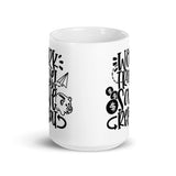 Work Travel Save Repeat White glossy mug