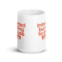 Willing to Discuss Horror White glossy mug