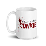 Horror Movie Junkie White glossy mug