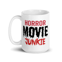 Horror Movie Junkie White glossy mug