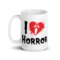 I Love Horror White glossy mug