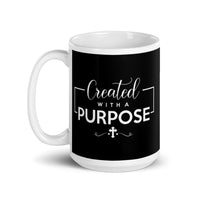 Created with a Purpose White glossy mug