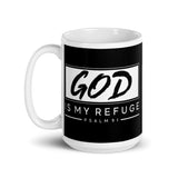 God is My Refuge Psalm 91 White glossy mug