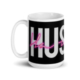 Hustle Harder White glossy mug