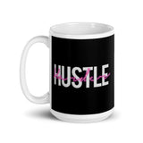 Hustle Harder White glossy mug