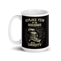 Replace Fear of the Unknown White glossy mug