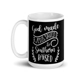 God Made Jesus Saved & Southern Raised White glossy mug