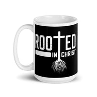 Rooted in Christ White glossy mug