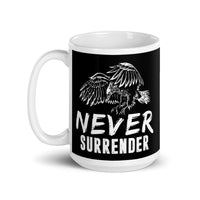 Never Surrender White glossy mug