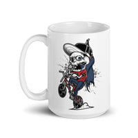 Skull Biker White glossy mug