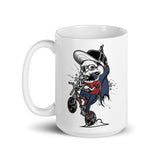 Skull Biker White glossy mug