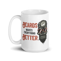 Beards Make Everything Better White glossy mug