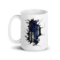 Thin Blue Line Flag White glossy mug