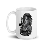 Gun Girl White glossy mug