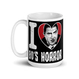 I Heart 80s Horror White glossy mug