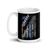 Liberty and Justice White glossy mug