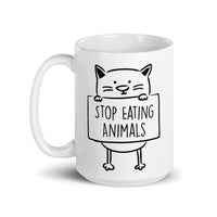 Stop Eating Animals White glossy mug