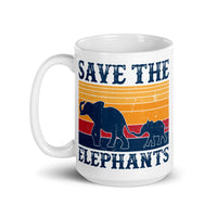 Save the Elephants White glossy mug