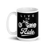 Live to Ride White glossy mug