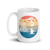 Eat Sleep Fish Repeat White glossy mug