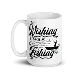 Wishing I Was Fishing White glossy mug