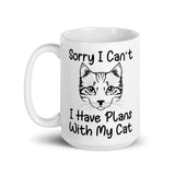 Plans with My Cat White glossy mug