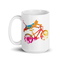 Bike Cat White glossy mug