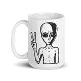 Alien Peace White glossy mug