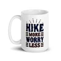 Hike More Worry Less White glossy mug