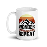 Wonder Wander Repeat White glossy mug