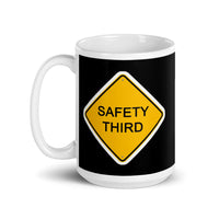 Safety Third White glossy mug