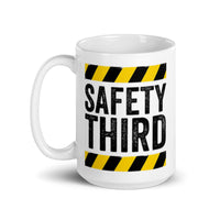 Safety Third White glossy mug