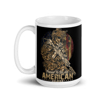 Proud to be an American Soldier White glossy mug