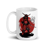 Red Samuri White glossy mug