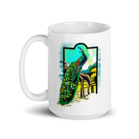 Peacock White glossy mug