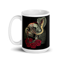 Skull Snake with Roses White glossy mug